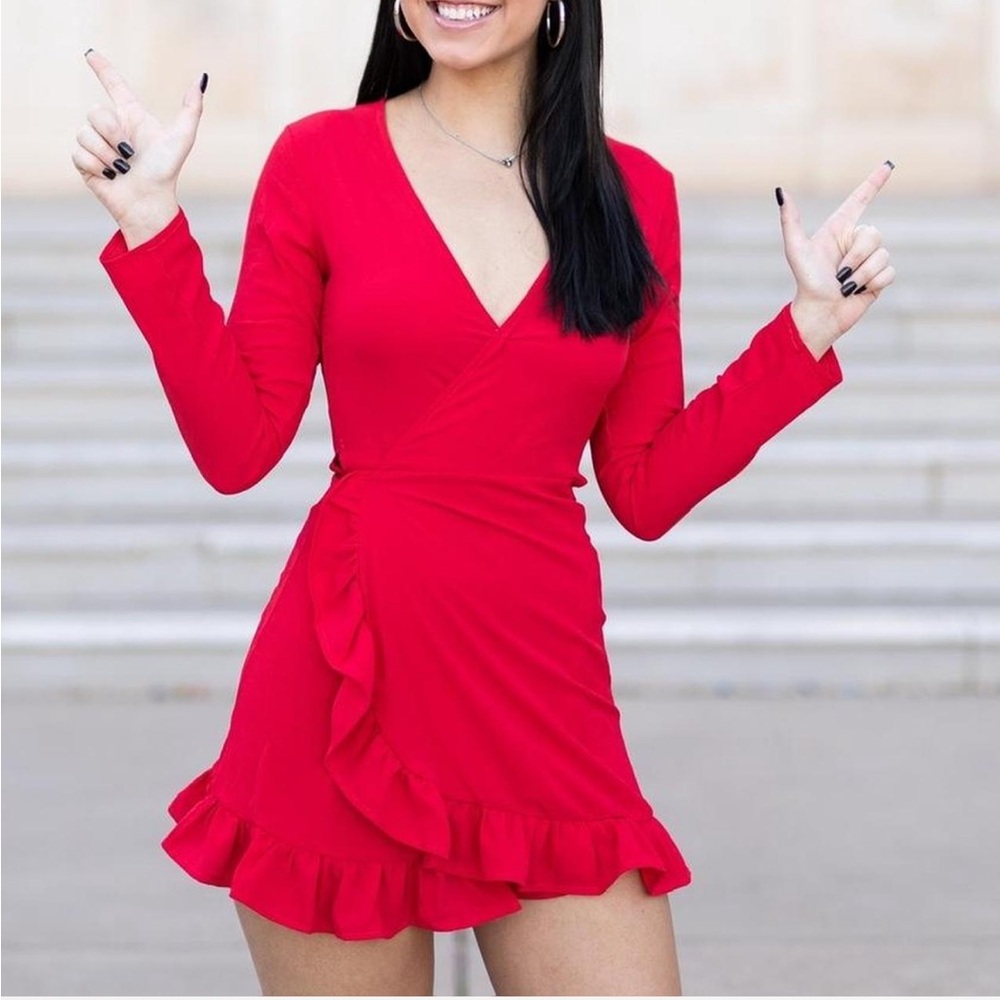 Red Princess Polly Wrap Dress